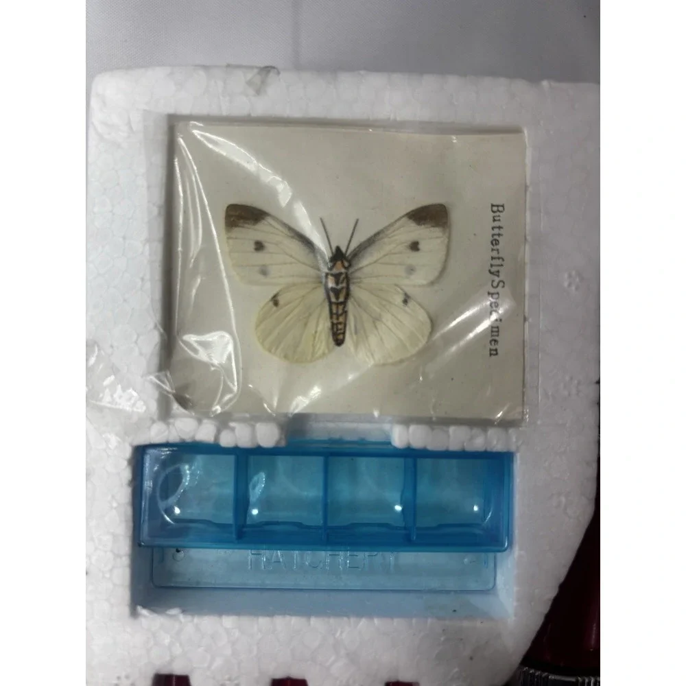 1990 Tasco Vintage Microscope 750x -butterfly Specimen, Shrimp Hatchery, Slides